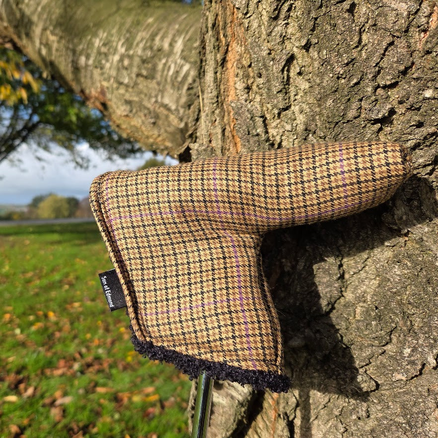 Wool blade putter cover - heritage brown and purple raker