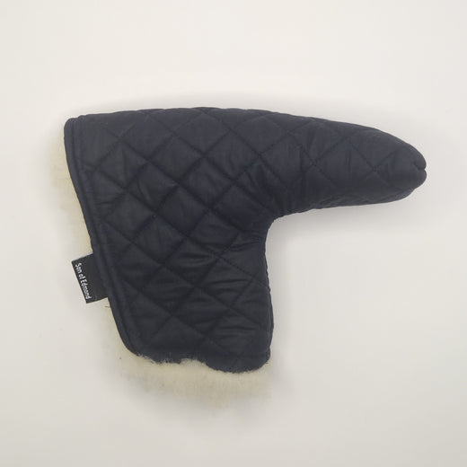 Dark Navy - Waxed Cotton With British Wool Blade Putter Cover