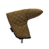 Tan Quilted waxed putter cover with black sherpa lining