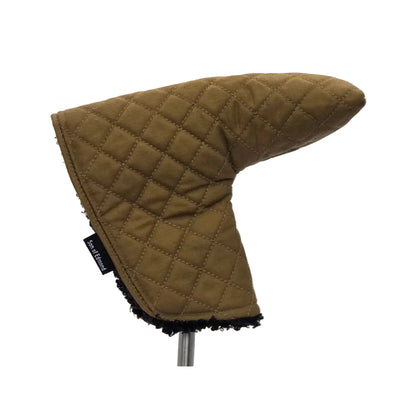 Tan Quilted waxed putter cover with black sherpa lining