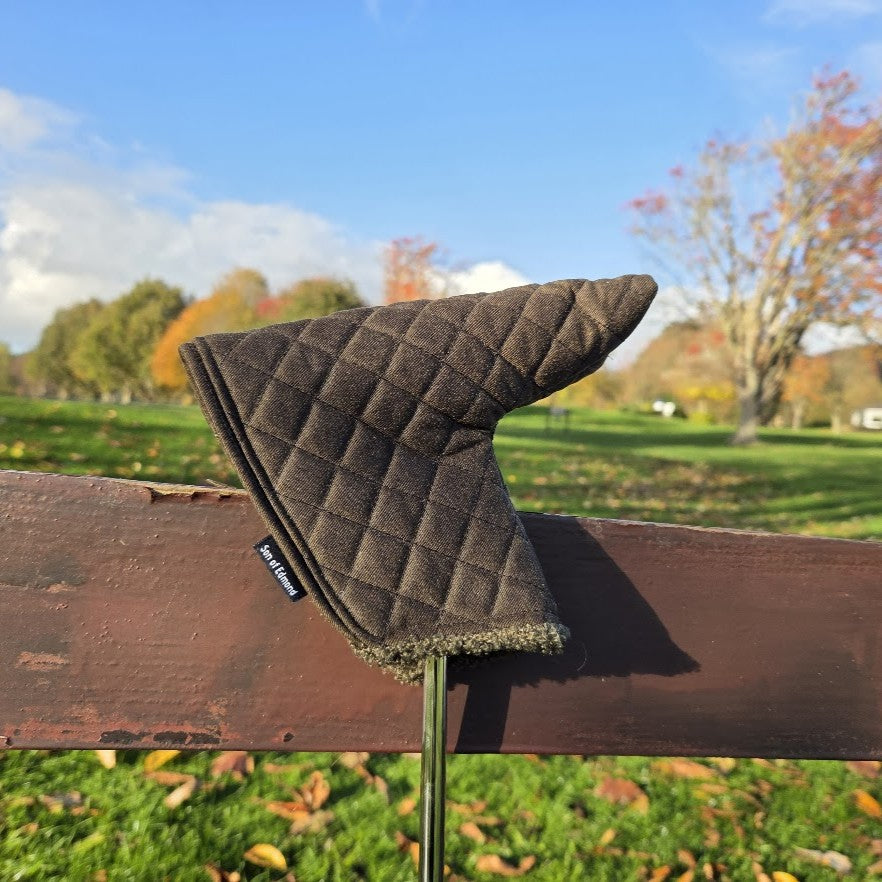Olive - Quilted Blade Putter Cover With Green Sherpa Lining