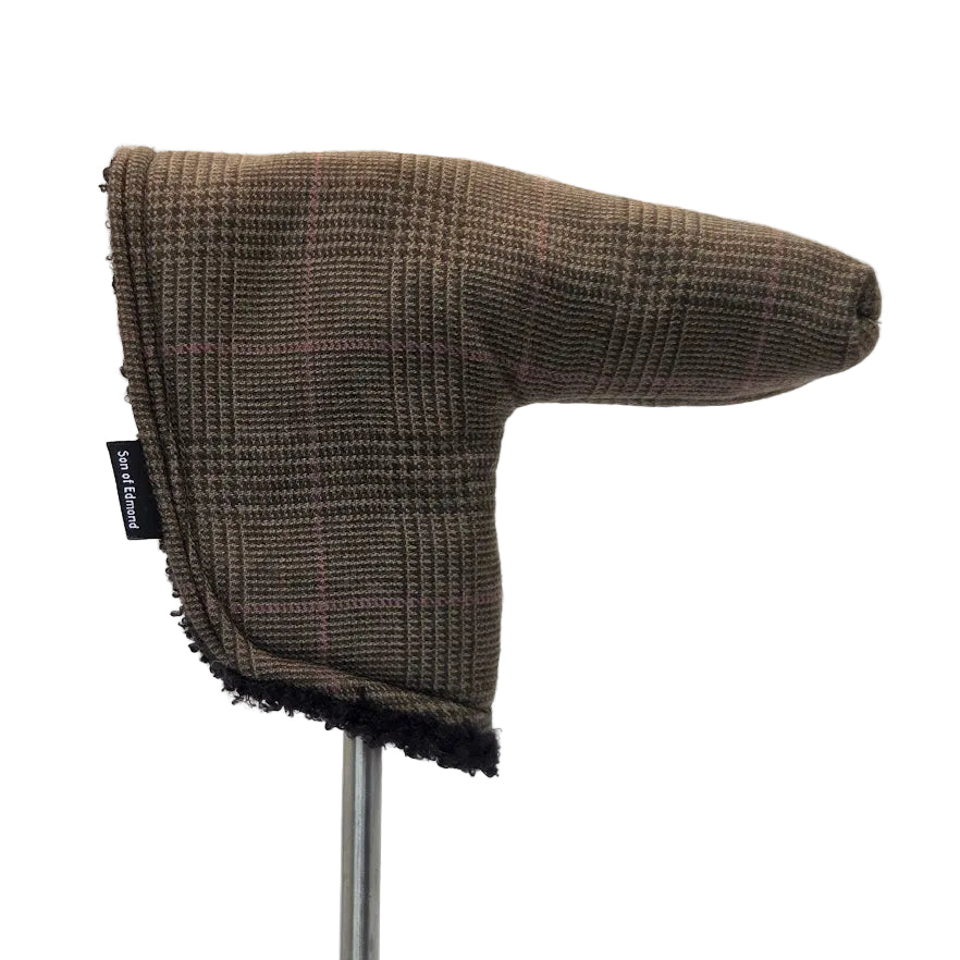 Wool blade putter cover - hounds tooth with purple raker
