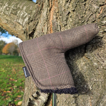 Wool blade putter cover - hounds tooth with purple raker