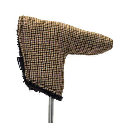Wool blade putter cover - heritage brown and purple raker