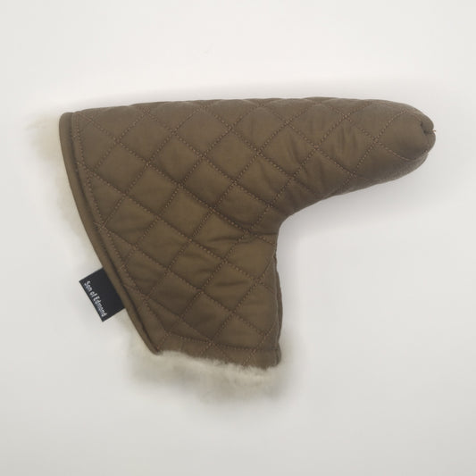 Tan - Waxed Cotton With British Wool Blade Putter Cover
