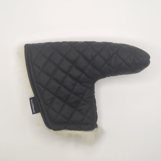 Black - Waxed Cotton With British Wool Blade Putter Cover