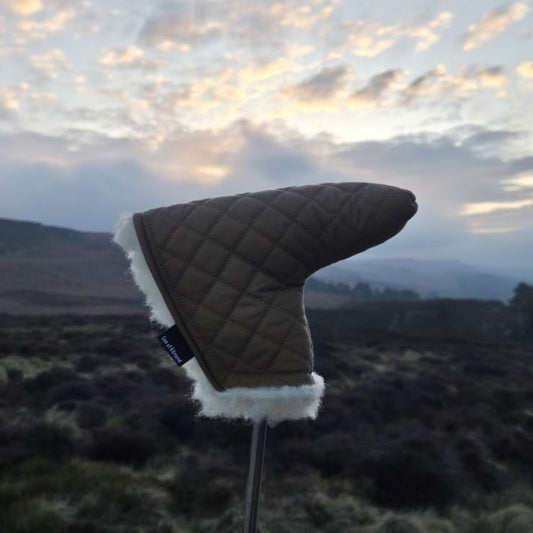 Tan - Waxed Cotton With British Wool Blade Putter Cover