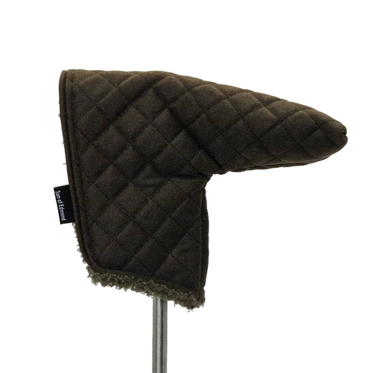 Olive - Quilted Blade Putter Cover With Green Sherpa Lining