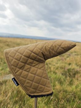 Tan Quilted waxed putter cover 