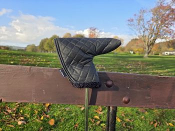 Black Quilted waxed putter cover with black sherpa fabric 