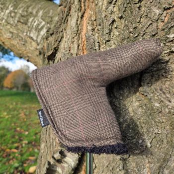 Wool blade putter cover - hounds tooth with purple raker